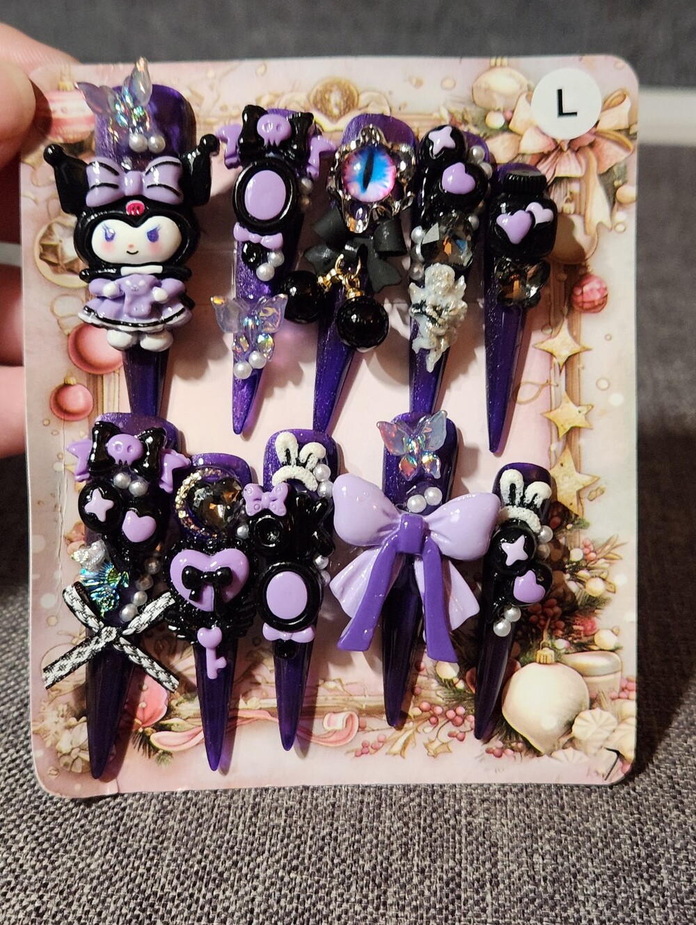 Purple  Press On Nails. Size Large
